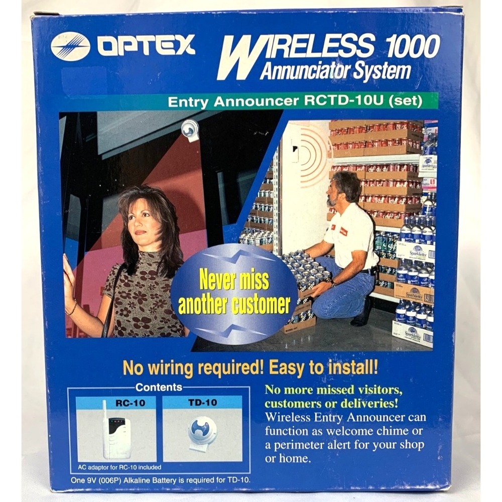 NIB Optex RCTD-10U Wireless 1000 TD-10U Sensor + RC-10U Receiver Set